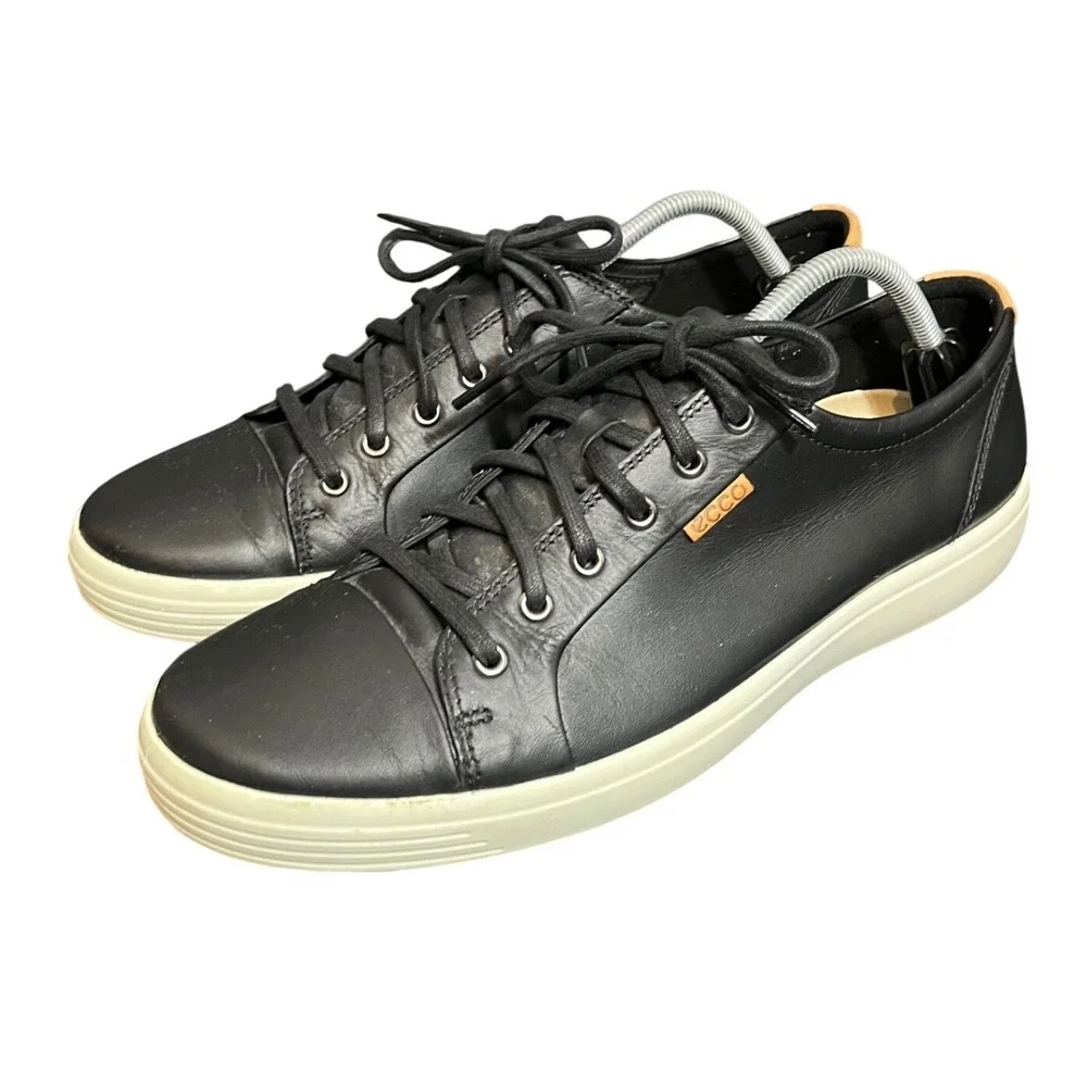 ECCO Soft 7 Sneaker Mens 46 US 12-12.5 Black Leather Low Top Lace Up 43000401001